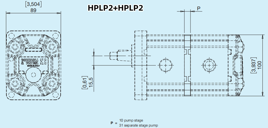 Bondioli＆Pavesi邦貝HPLP2+HPLP2多級齒輪泵尺寸